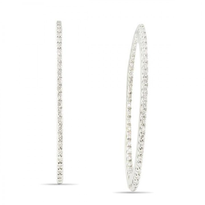 DIAMOND 18K WHITE GOLD HOOP EARRINGS