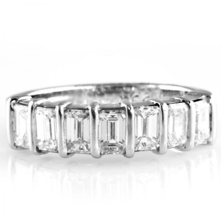 1.75 CT SEVEN STONE EMERALD DIAMOND WEDDING BAND 