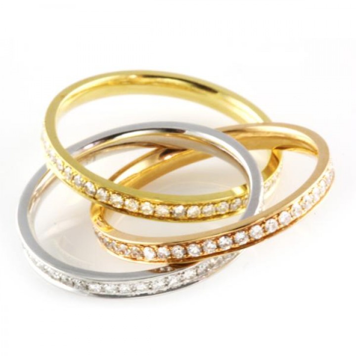 DIAMOND 18K TRI-COLORED INTERLOCKING ETERNITY BAND 