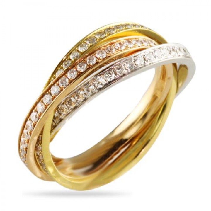 DIAMOND 18K TRI-COLORED INTERLOCKING ETERNITY BAND 