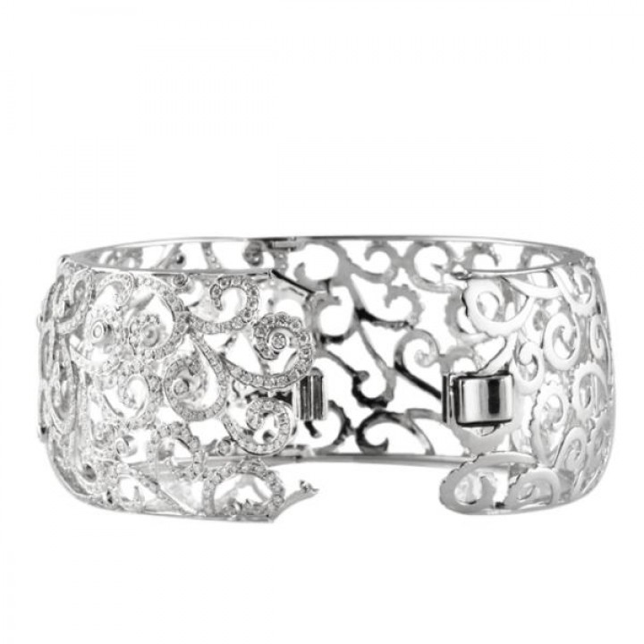 DIAMOND 18K WHITE GOLD CUFF BRACELET