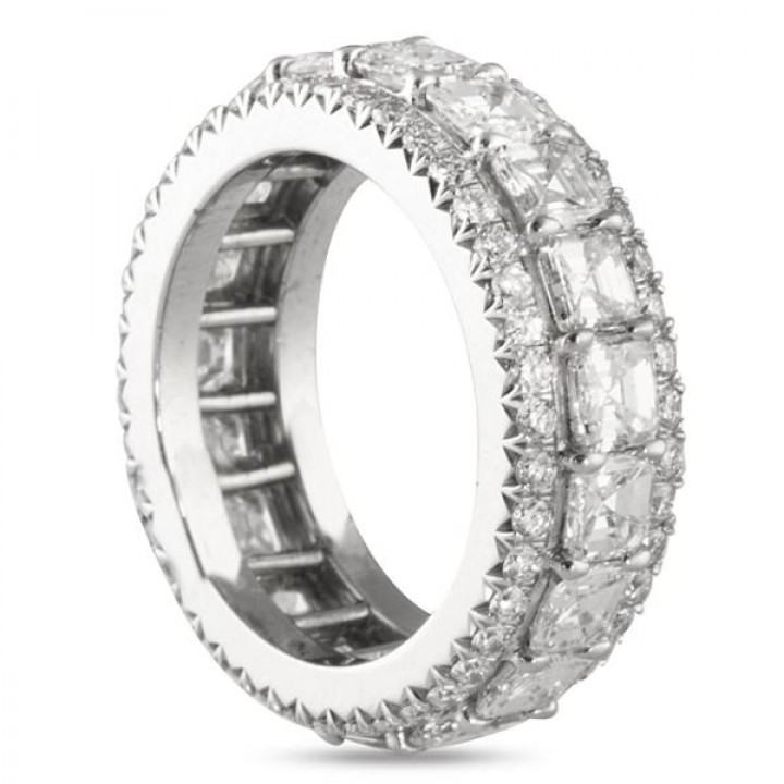 5.20 Carat Round And Asscher Diamond Eternity Band