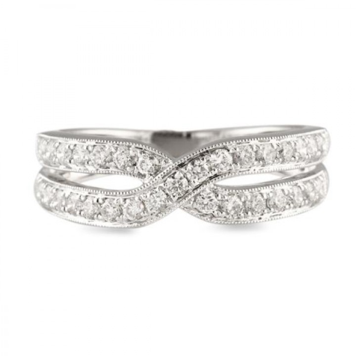 DIAMOND CRISS-CROSS WHITE GOLD WEDDING BAND 