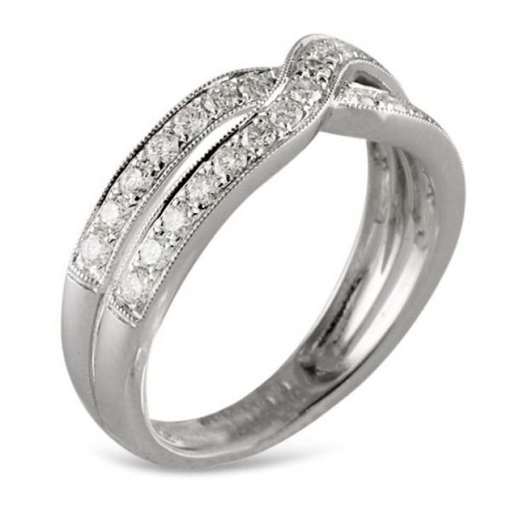 DIAMOND CRISS-CROSS WHITE GOLD WEDDING BAND 