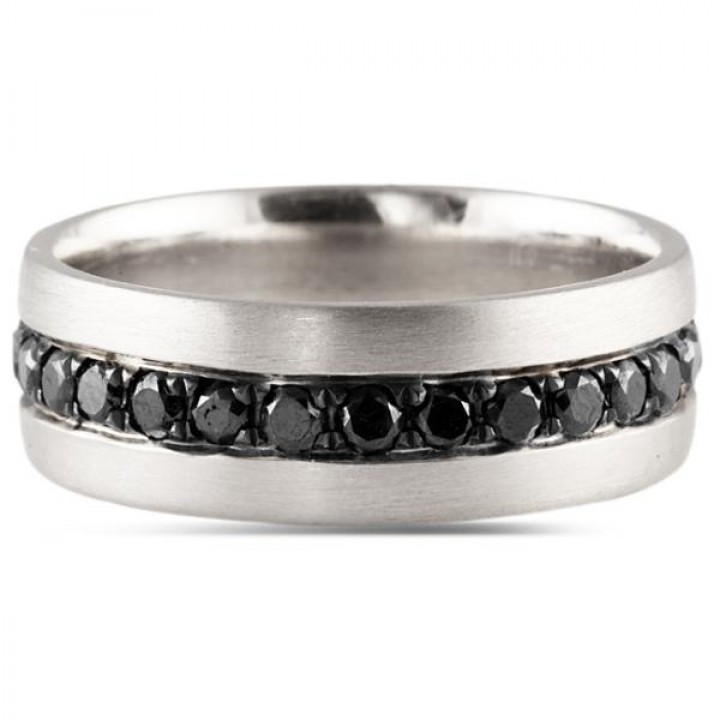 MEN'S BLACK DIAMOND PLATINUM WEDDING BAND
