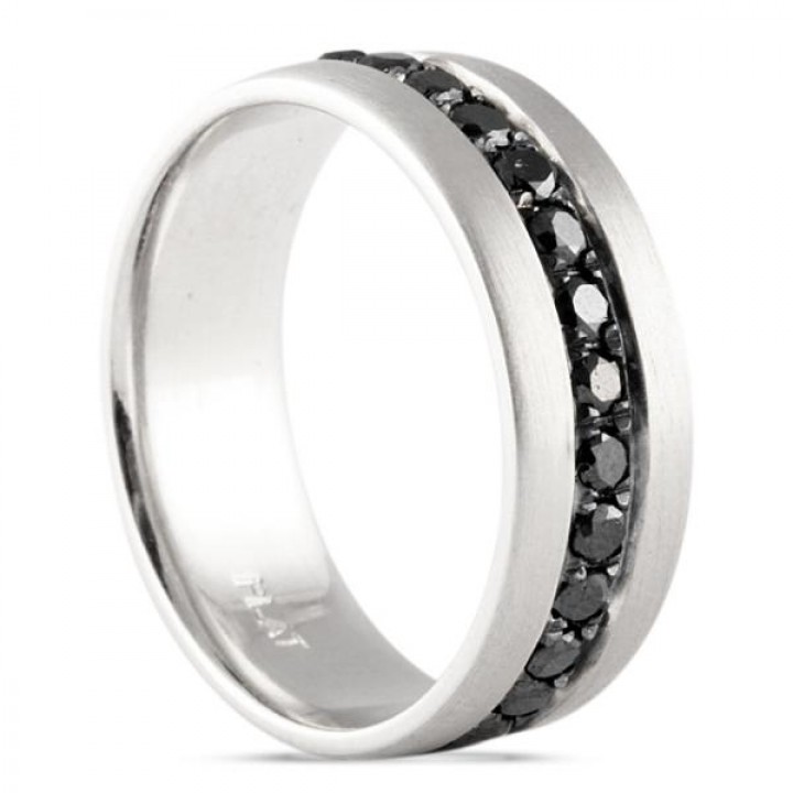 MEN'S BLACK DIAMOND PLATINUM WEDDING BAND