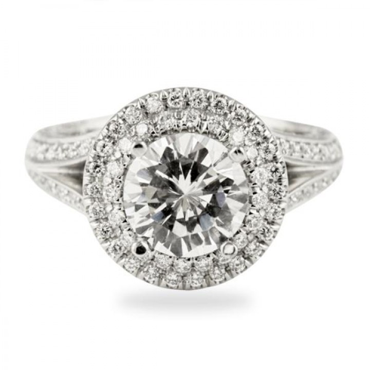 Round Diamond Halo with Details Engagement Ring