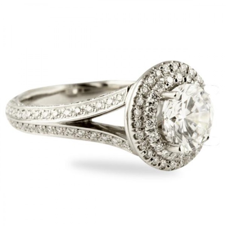 Round Diamond Halo with Details Engagement Ring