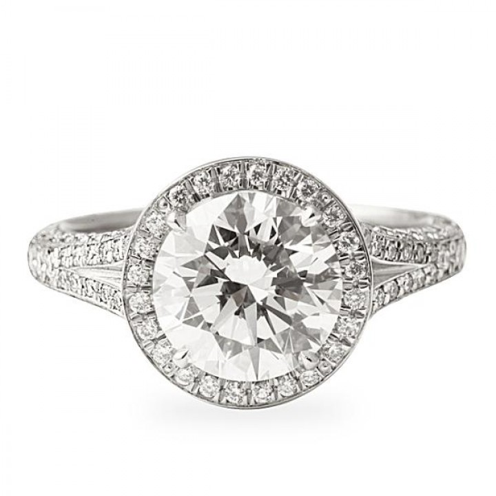 2.10 ct Round Diamond Platinum Engagement Ring
