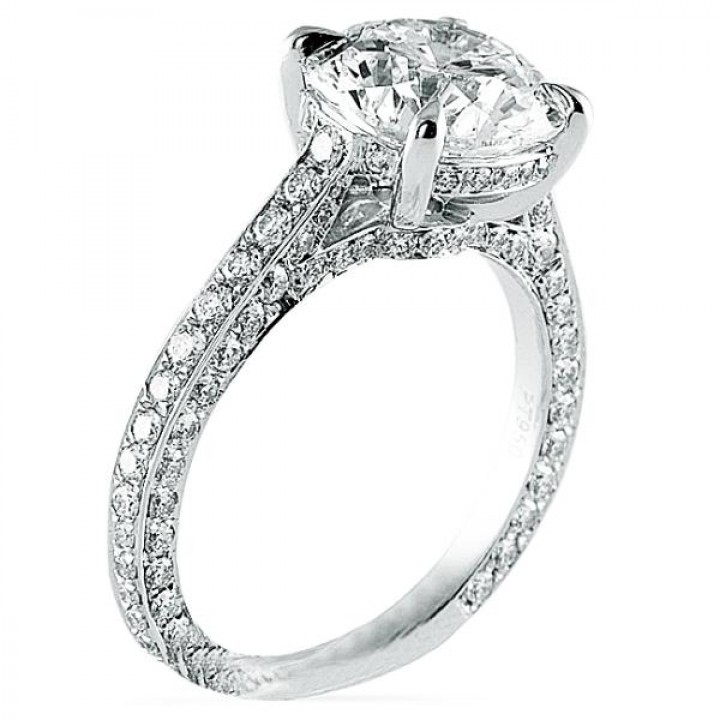 3.01 carat Round Diamond Three-Row Band Engagement Ring