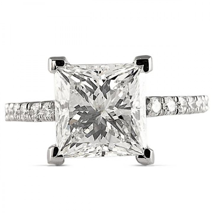 3.50 carat Princess Cut Diamond Platinum Engagement Ring