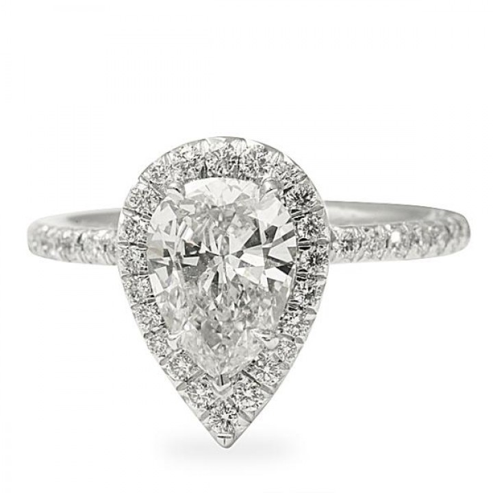 PEAR SHAPE MICRO PAVE HALO ENGAGEMENT RING