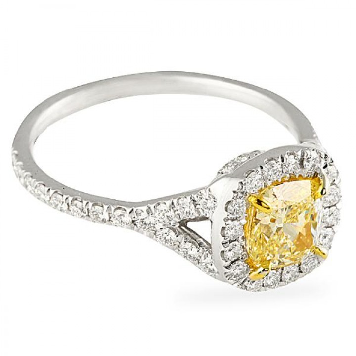 .87 carat Cushion Diamond Halo Engagement Ring