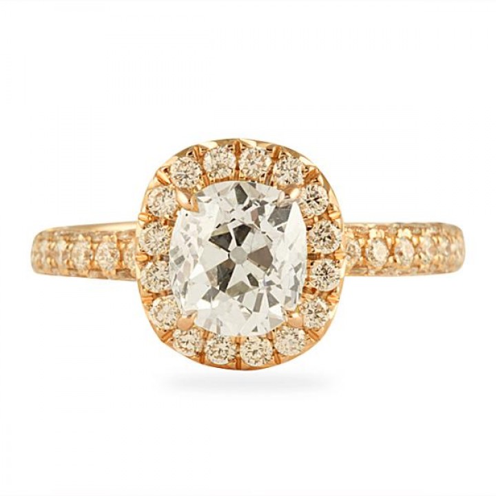 1.19 carat Antique Cushion Rose Gold Engagement Ring