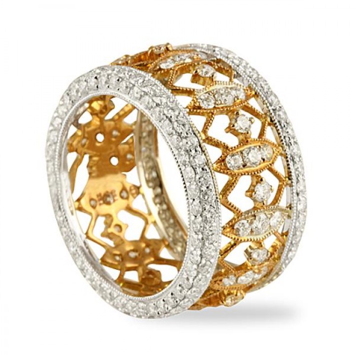 DIAMOND ROSE AND WHITE GOLD VINTAGE ETERNITY BAND 