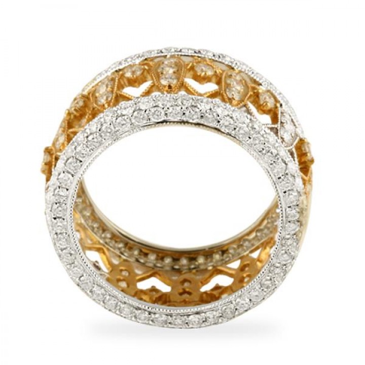 DIAMOND ROSE AND WHITE GOLD VINTAGE ETERNITY BAND 