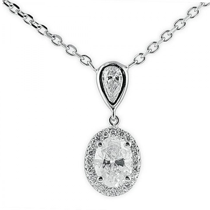 0.73 Carat Oval Diamond Pendant Necklace