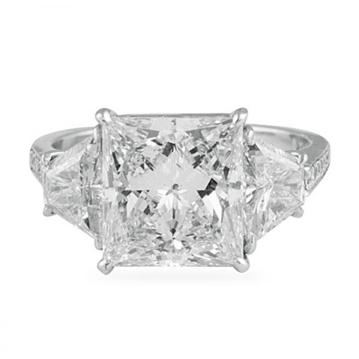 4.01 carat Princess Cut Three-Stone Engagement Ring