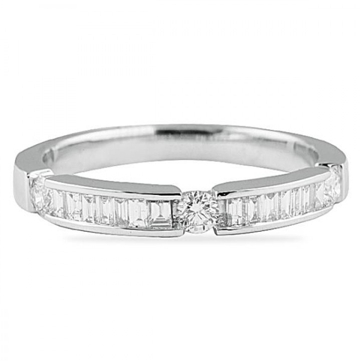.50 CT ROUND AND BAGUETTE DIAMOND WHITE GOLD WEDDING BAND 