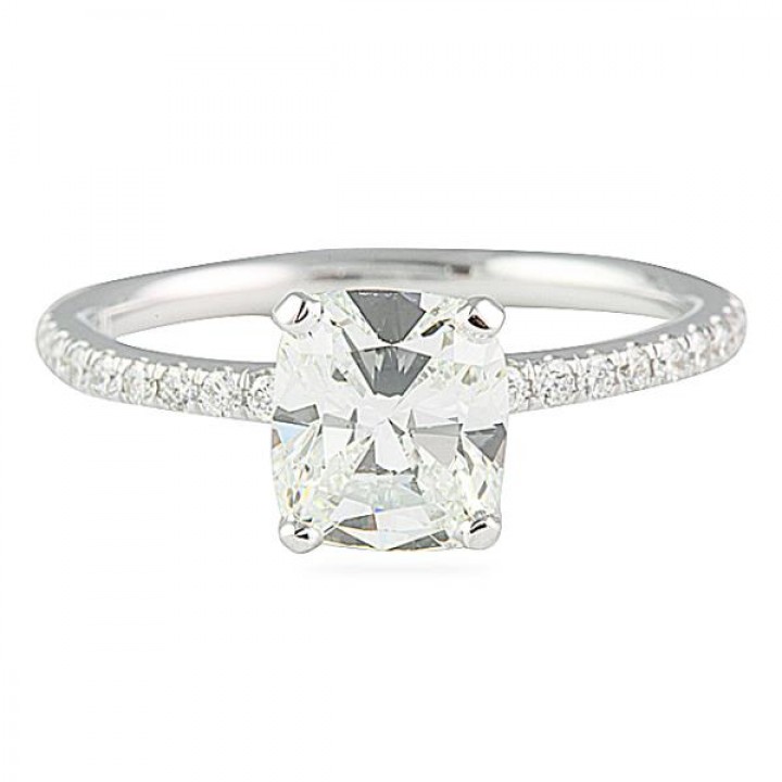1.10 ct Antique Cushion Diamond White Gold Engagement Ring