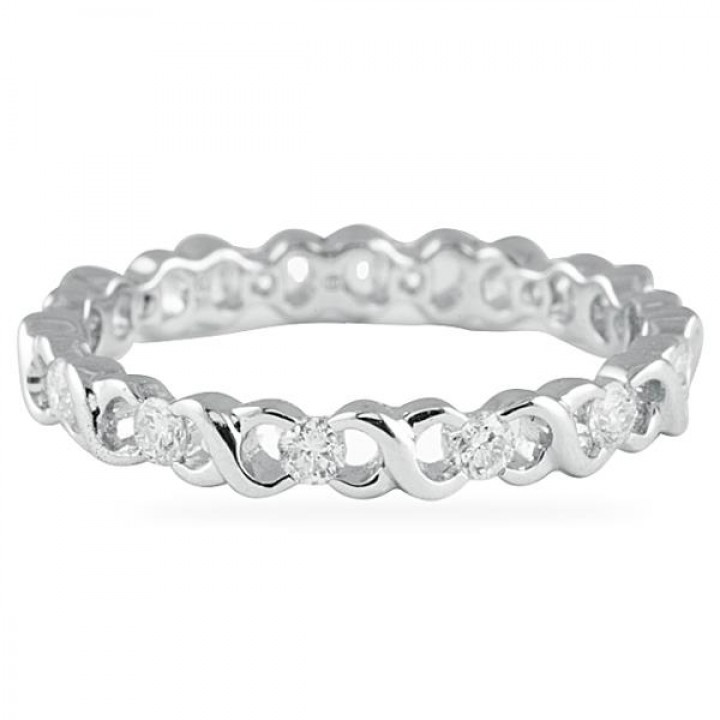 0.45 Carat Openwork Twisted Round Diamond Eternity Band 18k white gold