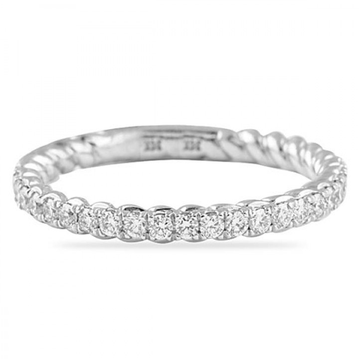 	 0.33 Carat Braided Edge Pave Diamond Eternity Band front view