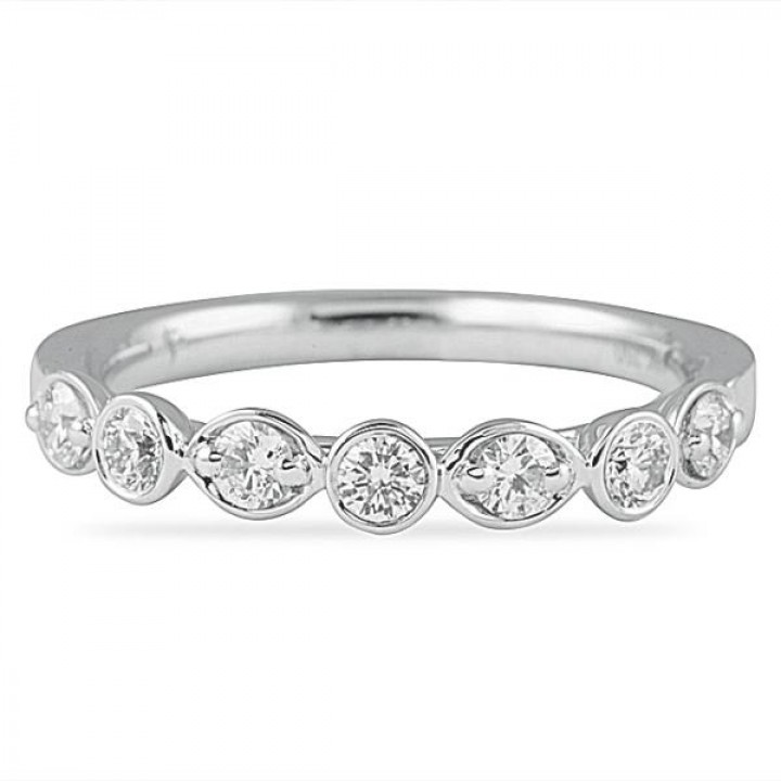 0.60 Carat Bezel Set Diamond Wedding Band flat