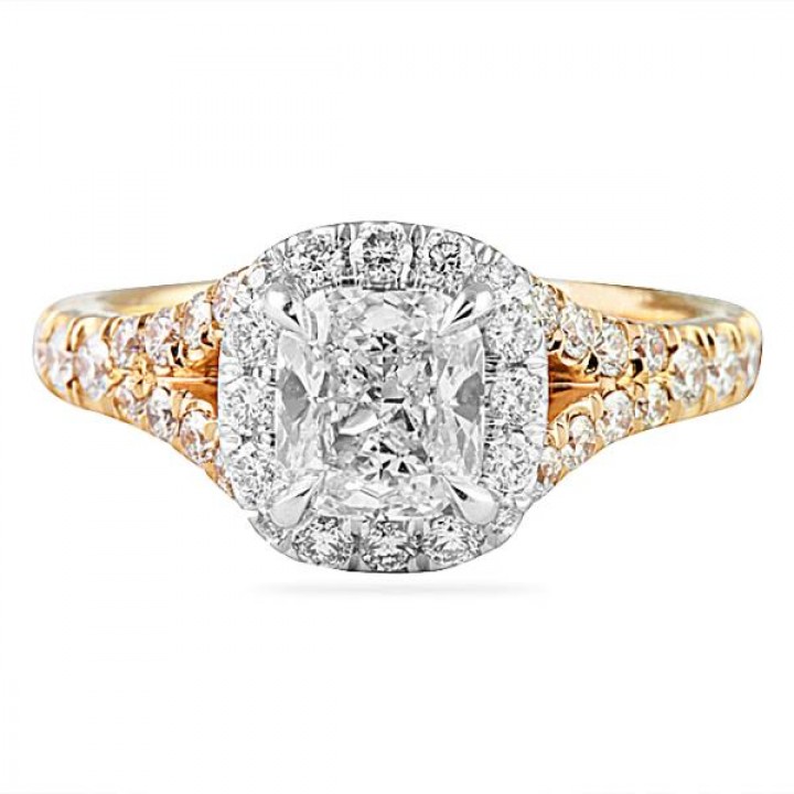 1.04 carat Cushion Rose and White Gold Engagement Ring