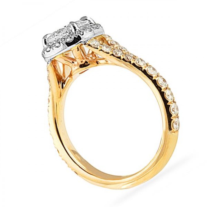 1.04 carat Cushion Rose and White Gold Engagement Ring