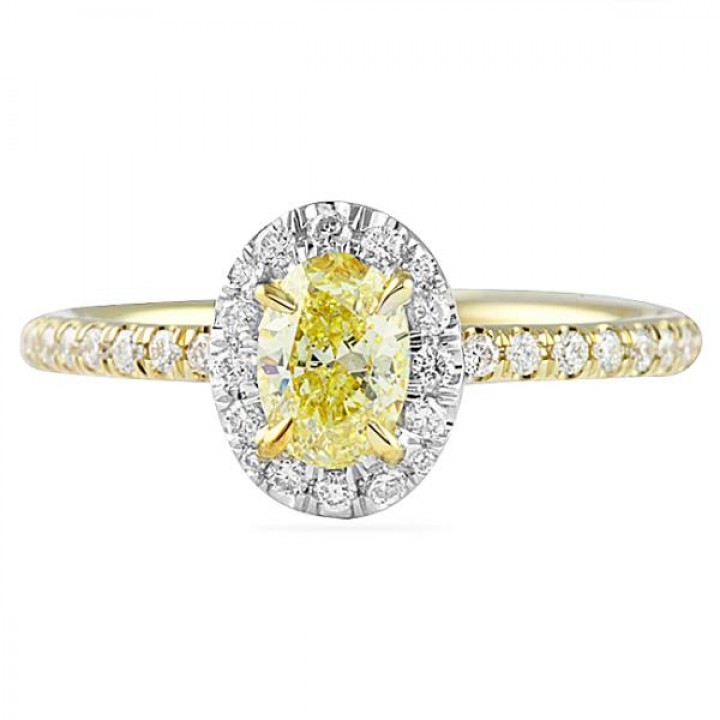 0.46 carat Oval Yellow Diamond Two Tone Gold Engagement Ring