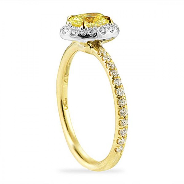 0.46 carat Oval Yellow Diamond Two Tone Gold Engagement Ring