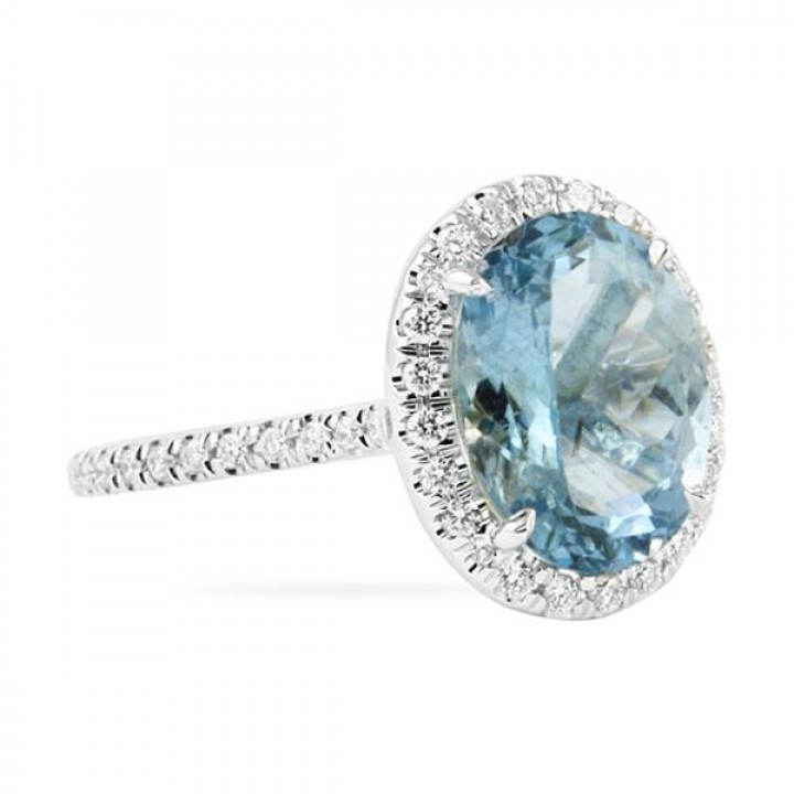 Aquamarine and Diamond Engagement Ring