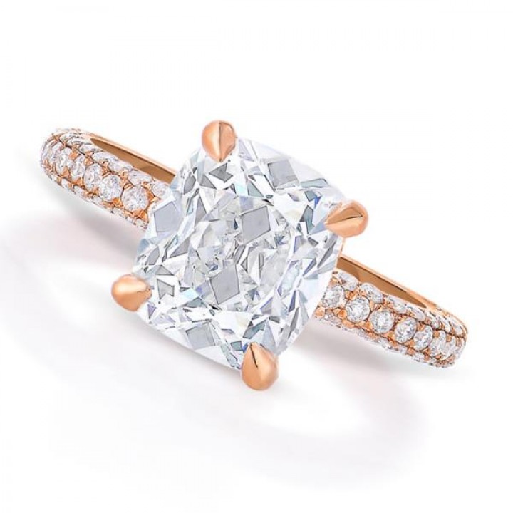 2.55 ct Antique Cushion Rose Gold Engagement Ring