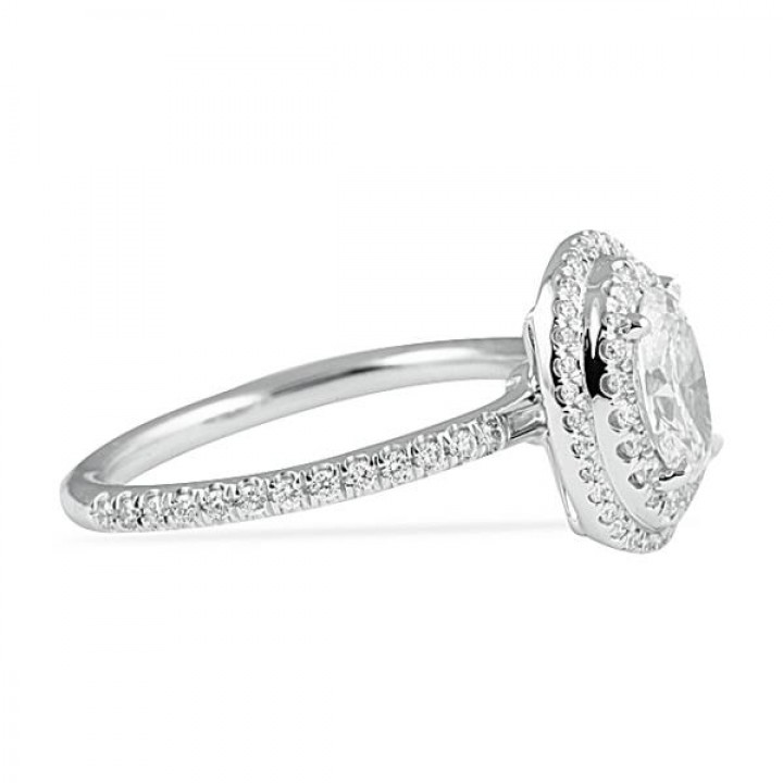0.67 carat Oval Diamond Double Halo Engagement Ring flat