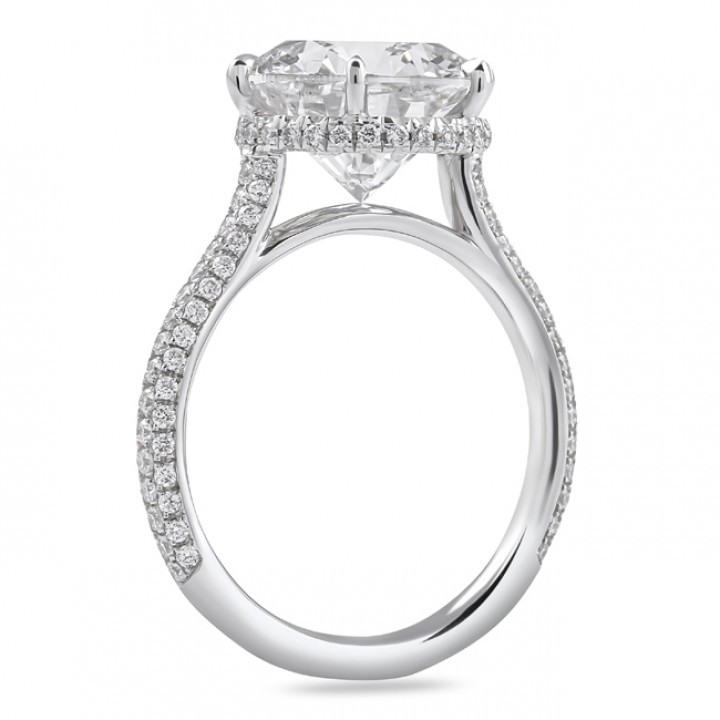 4.55ct Round Lab Diamond Three Row Band Ring flat