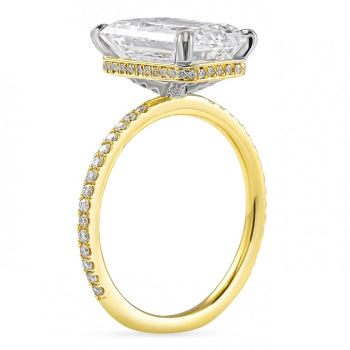 4.05 carat Emerald Cut Lab Diamond Signature Wrap Ring flat