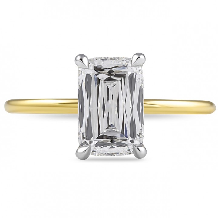 1.90ct Hybrid Step Cut Solitaire Engagement Ring flat