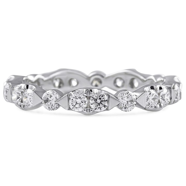 Round Diamond Patterned Eternity Band flat