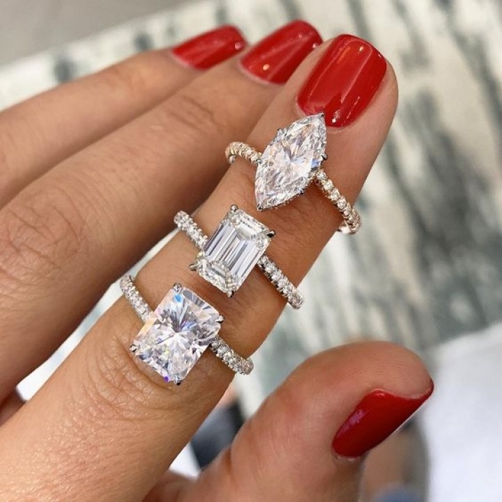 Radiant Cut Moissanite Swoop Engagement Ring flat