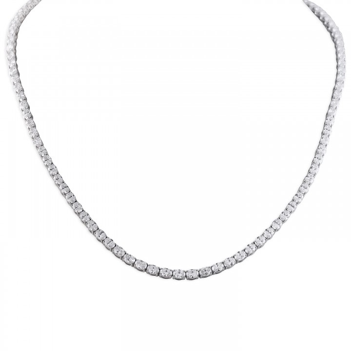 11.75 Carat Oval Shape Lab Diamond Tennis Necklace