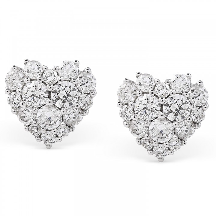 Diamond Heart Cluster Earrings flat