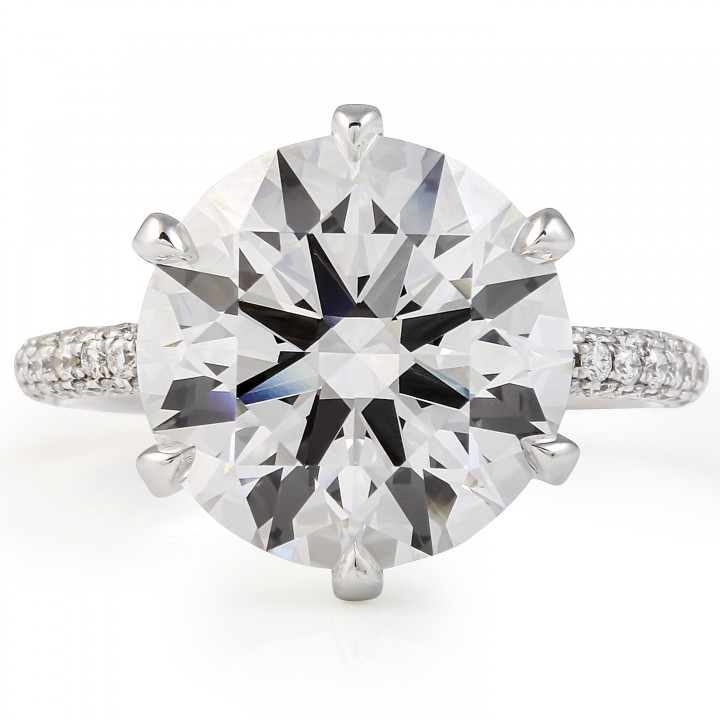 7.20 Carat Round Lab Diamond Three Row Band Ring flat