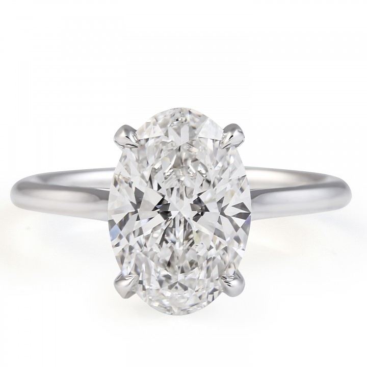 2.75 Carat Oval Shape Lab Diamond Solitaire Ring flat