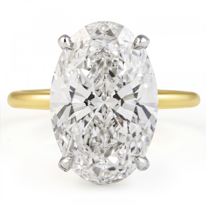 7.16 Carat Oval Shape Lab Diamond Solitaire Two-Tone Ring flat