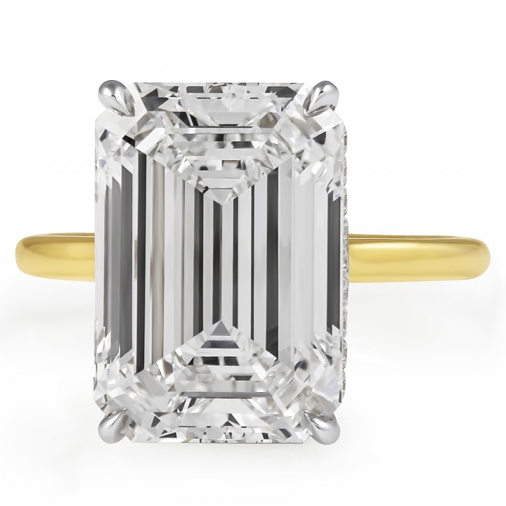 8.31 Carat Emerald Cut Lab Diamond Solitaire Ring flat