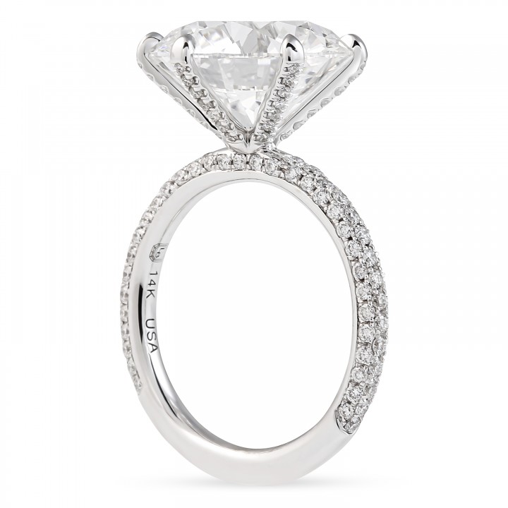 7.20 Carat Round Lab Diamond Three Row Band Ring flat