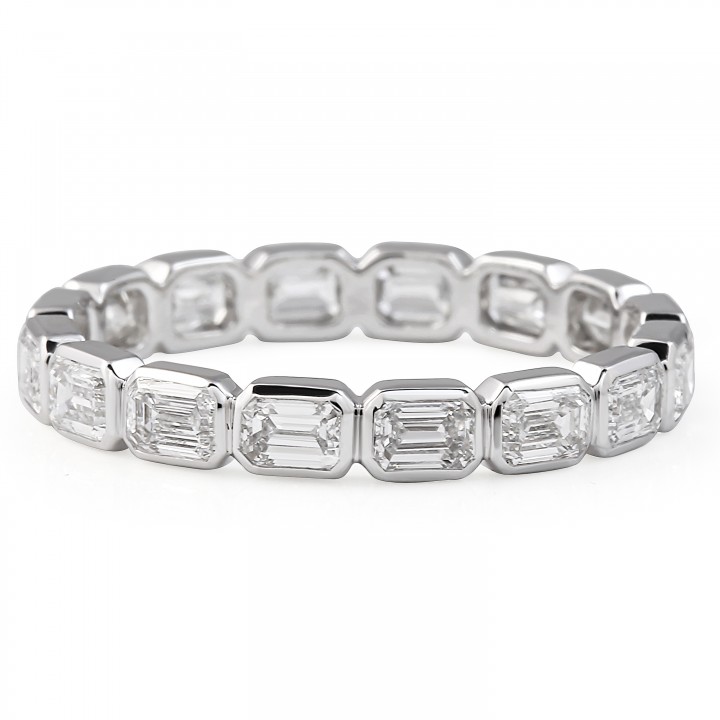1.6 carat Emerald Cut Lab Diamond East-West Bezel Band flat