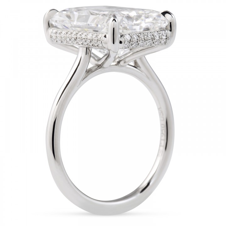 8.11 carat Radiant Cut Lab Diamond Solitaire Ring flat