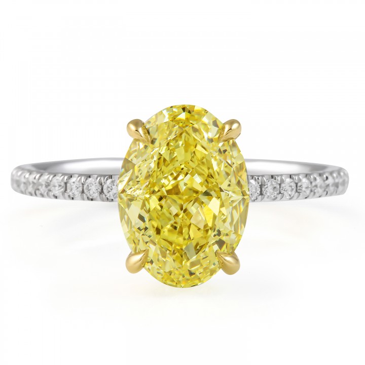 2.61 carat Oval Yellow Lab Diamond Signature Wrap Ring flat
