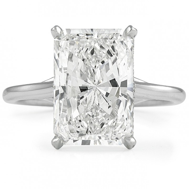 5 carat Radiant Cut Diamond Solitaire Engagement Ring flat